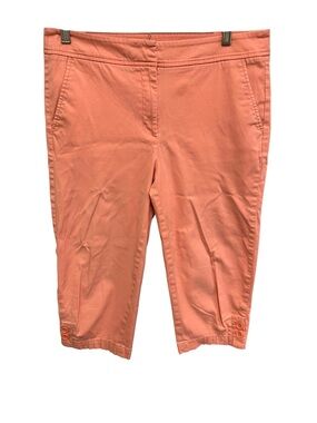 Talbots coral petal pusher cropped pants with button accents on legs Size 8